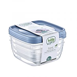 Set de Conservation Carrées en Plastique 2,5 Lt x3 pièces Trend - HOBBY LIFE