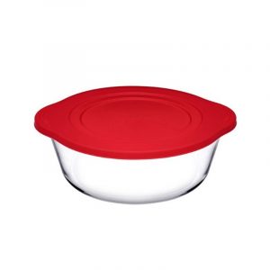 Plat à Four Rond en Verre Avec Couvercle Silicone 2,10 Lt BORCAM