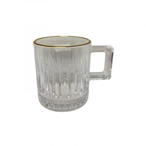 Mug en Verre Court Finition Liseré Doré x4 pièces (GL1 08G) - ALTINBAS