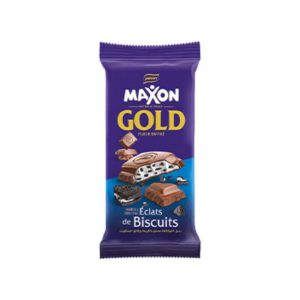 Gold Tablette de Chocolat au Lait à la Crème et Biscuits Noir 100gr - MAXON