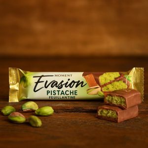 Barre Chocolatée Pistache et Feuillantine 37gr - MOMENT